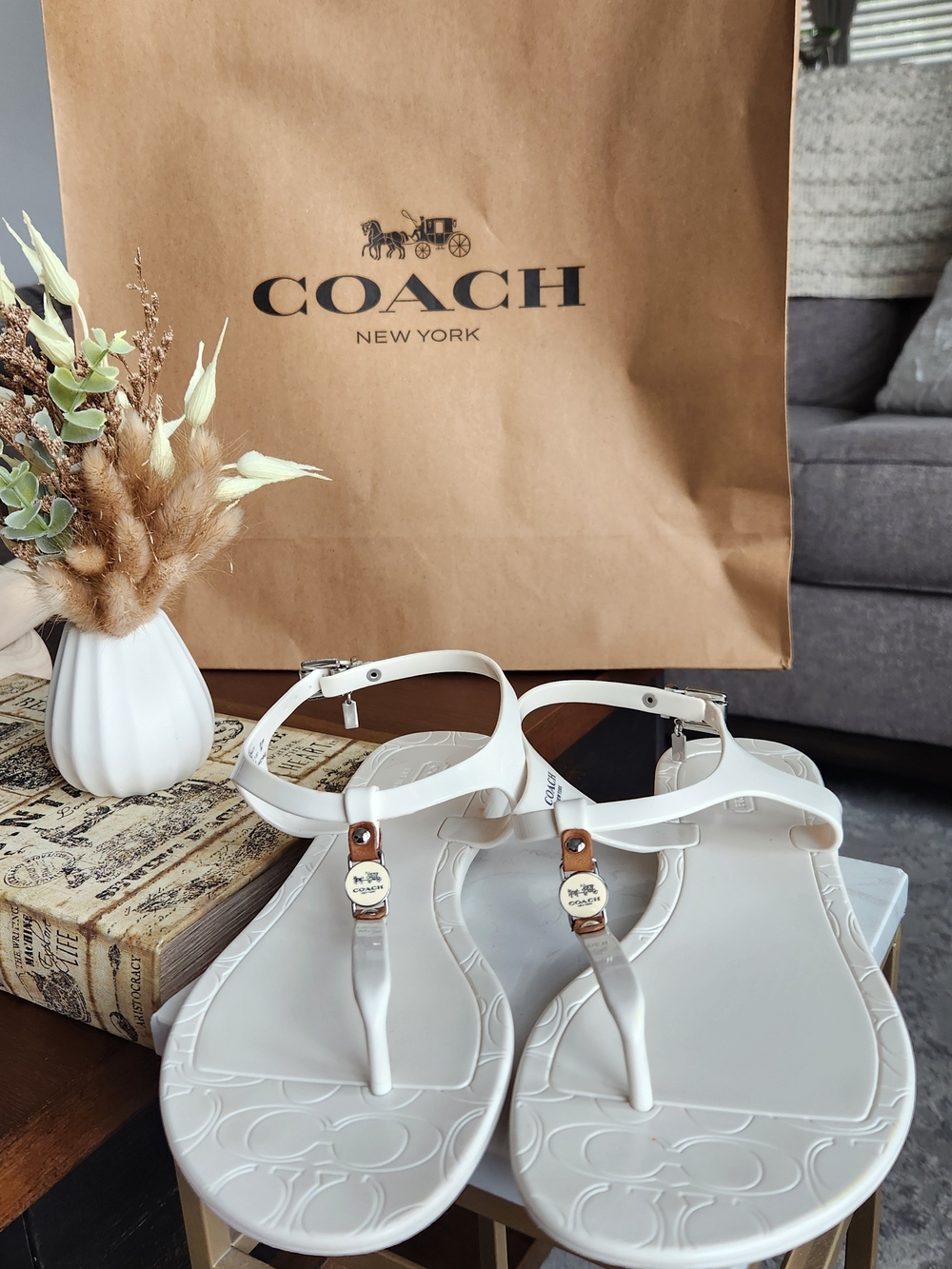 Coach Piccadilly Jelly Sandal in white